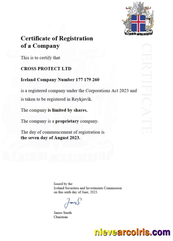 Premium Iceland Certificate Of Registration Word And PDF Template