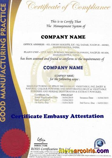 India Certificate Of Compliance Preview