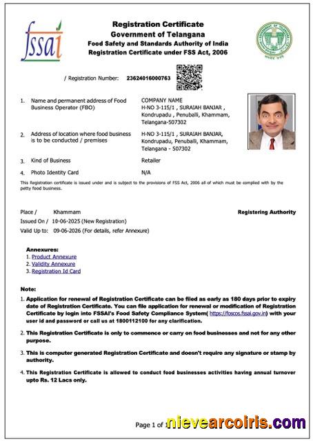 Editable India Telangana Company Registration Certificate Word And PDF Template