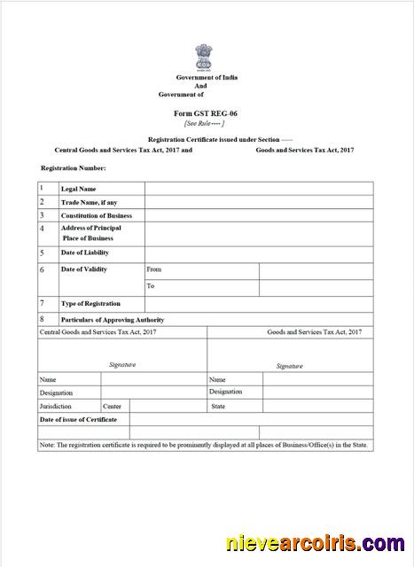 Realistic India Certificate Of GST Registration Word And PDF Template