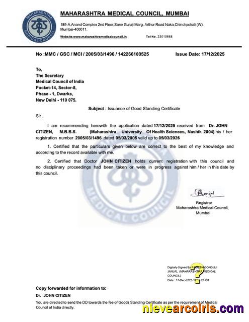 Premium India Issuance Of Good Standing Certificate Word And PDF Template