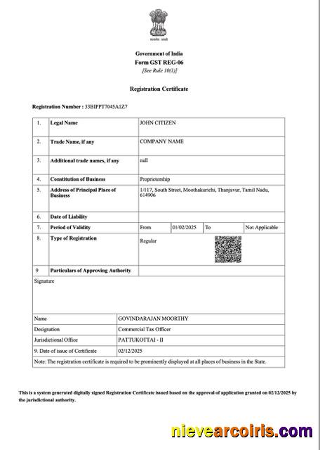 Editable India Registration Certificate Word And PDF Template