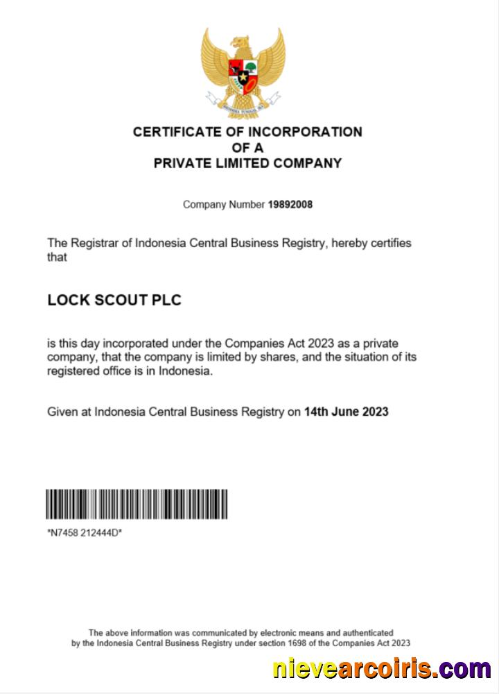 Premium Indonesia Certificate Of Registration Word And PDF Template