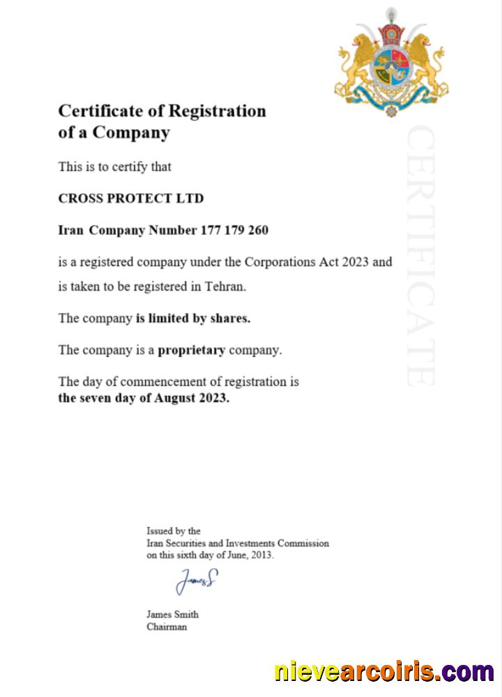 Premium Iran Certificate Of Registration Word And PDF Template