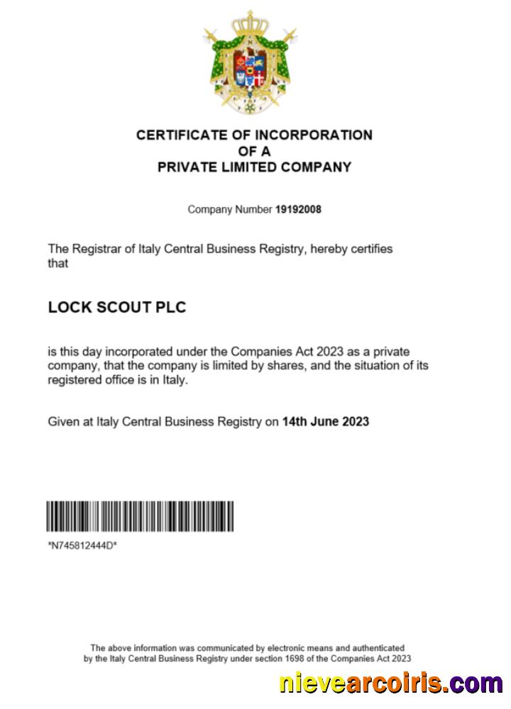 Realistic Italy Certificate Of Registration Word And PDF Template 1