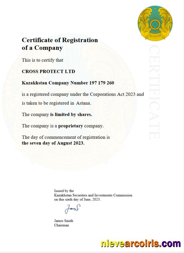 Realistic Kazakhstan Certificate Of Registration Word And PDF Template