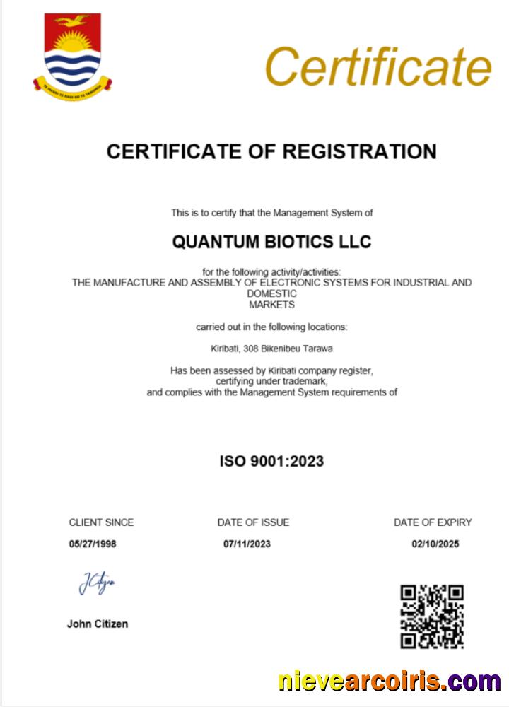 Editable Kiribati Business Registration Certificate Word And PDF Template