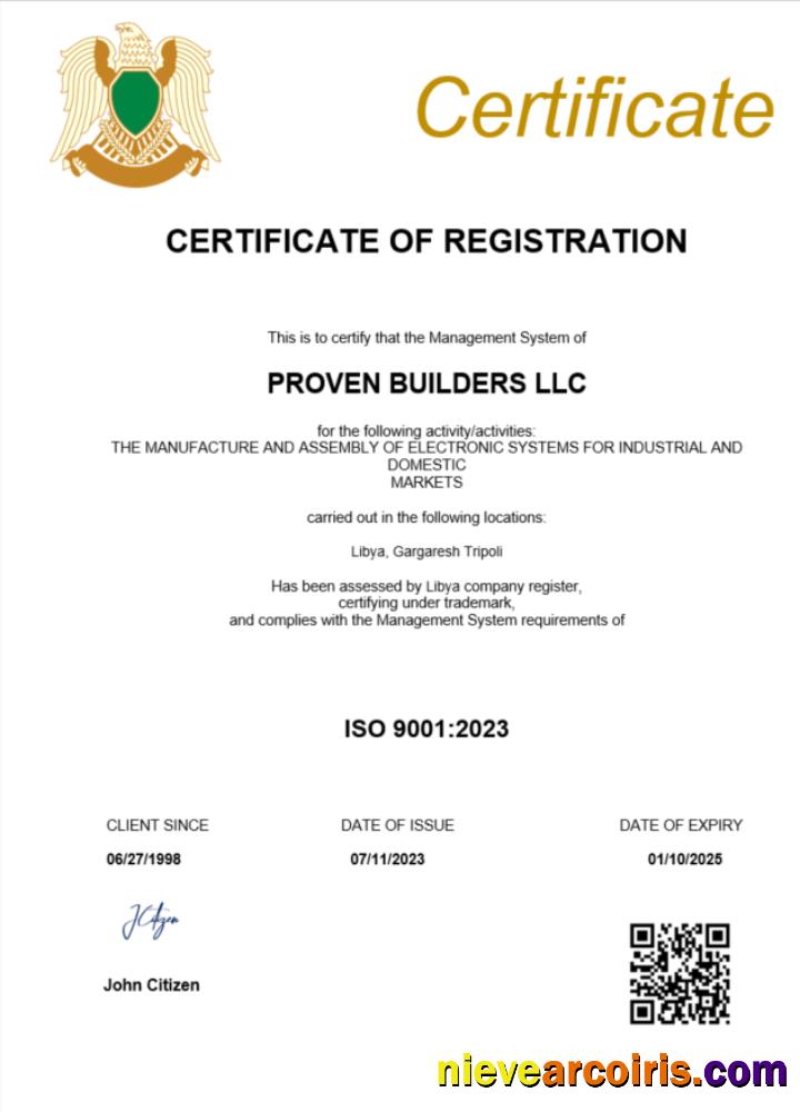 Premium Libya Company Registration Certificate Word And PDF Template