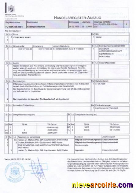 Liechtenstein Certificate Of Incorporation Photolook