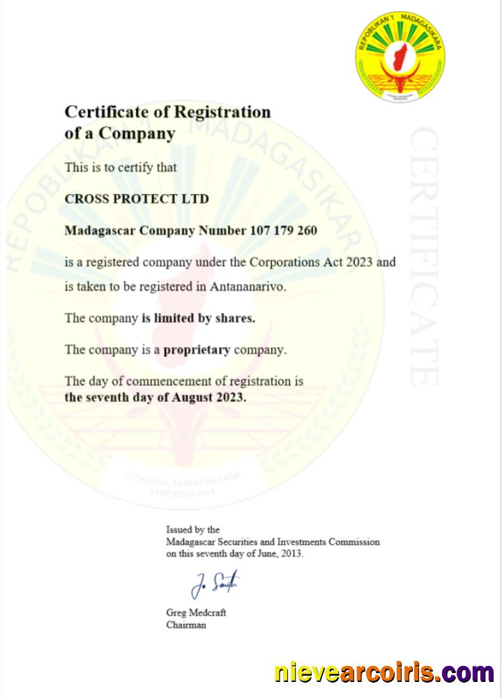 Editable Madagascar Business Registration Certificate Word And PDF Template