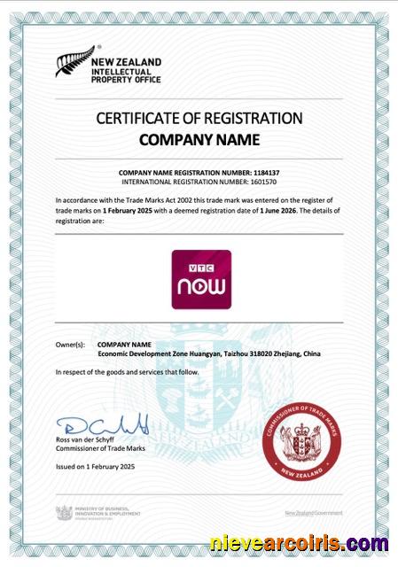 Editable New Zealand Certificate Of Registration Word And PDF Template