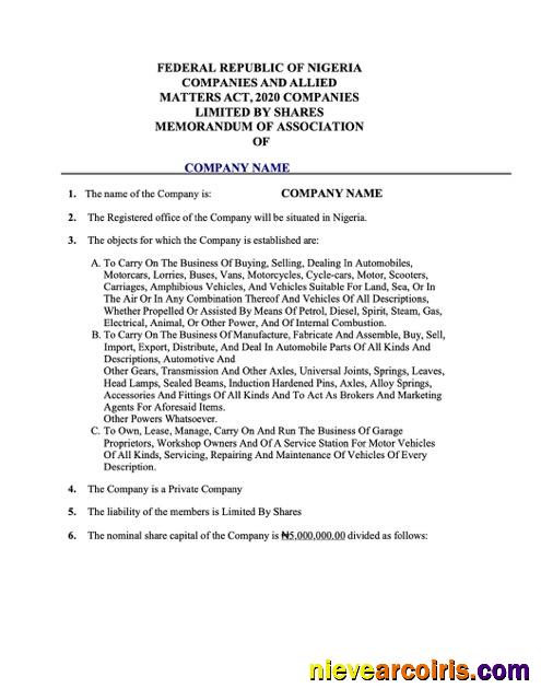 Premium Nigeria Certificate Of Registration Word And PDF Template