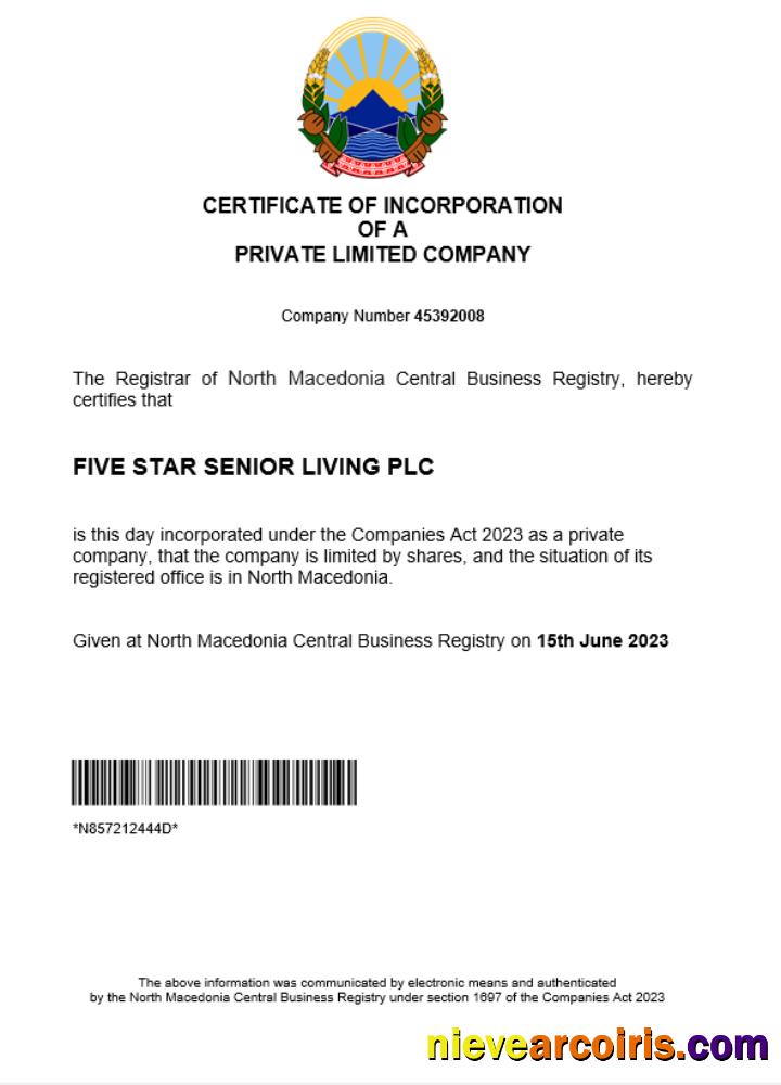 Editable North Macedonia Business Registration Certificate Word And PDF Template
