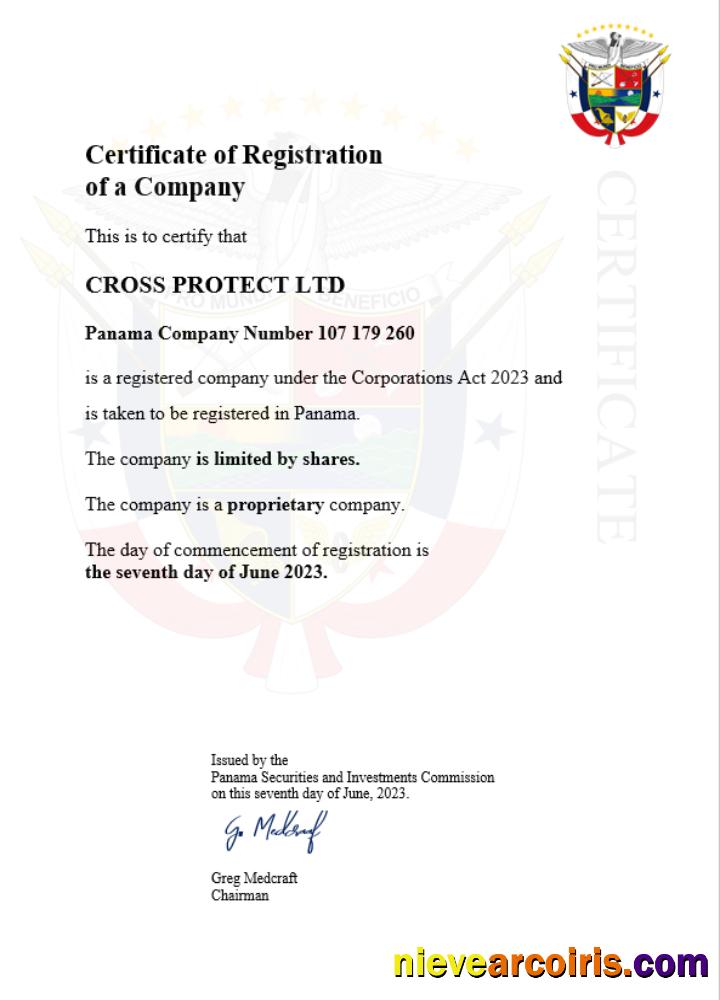 Realistic Panama Business Registration Certificate Word And PDF Template