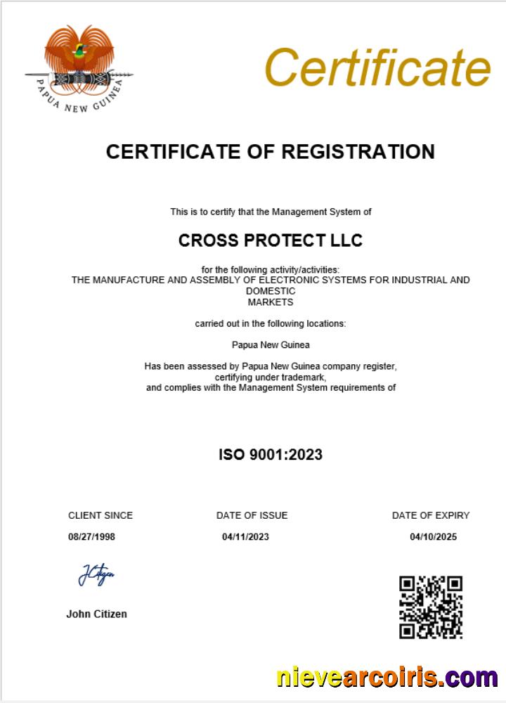 Realistic Papua New Guinea Business Registration Certificate Word And PDF Template
