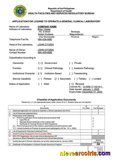 Professional Philippines Application For License To Operate Word And PDF Template