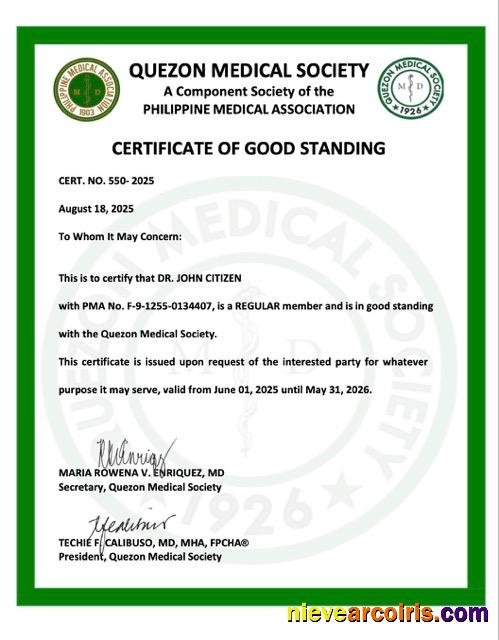 Professional Philippines Certificate Of Good Standing Word And PDF Template, Version 5