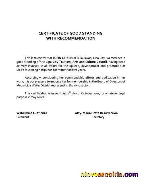 Premium Philippines Certificate Of Good Standing Word And PDF Template, Version 9