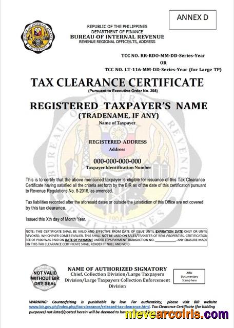 Editable Philippines Tax Clearance Certificate Word And PDF Template
