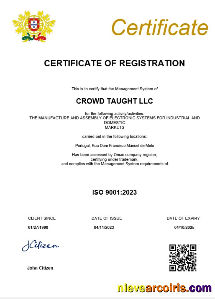 Professional Portugal Business Registration Certificate Word And PDF Template