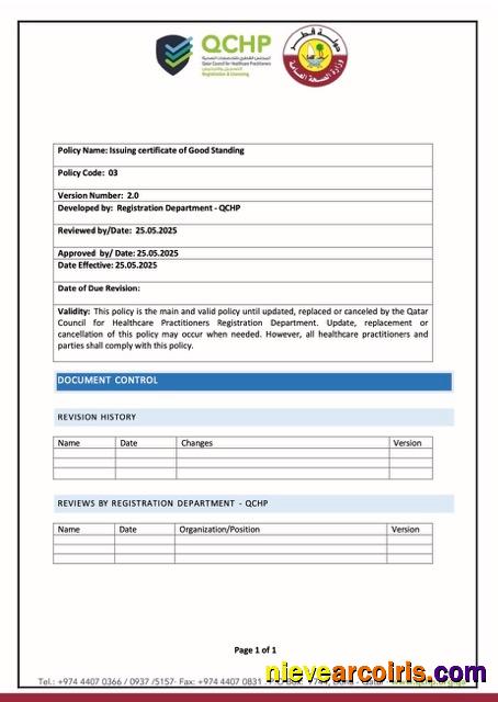 Premium Qatar Certificate Of Good Standing Word And PDF Template