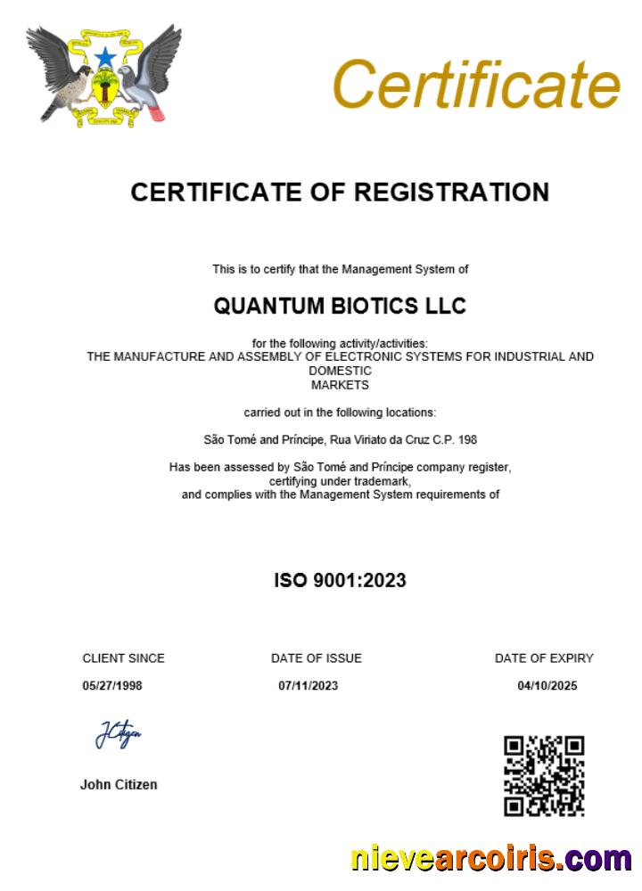 Premium São Tomé And Príncipe Business Registration Certificate Word And PDF Template