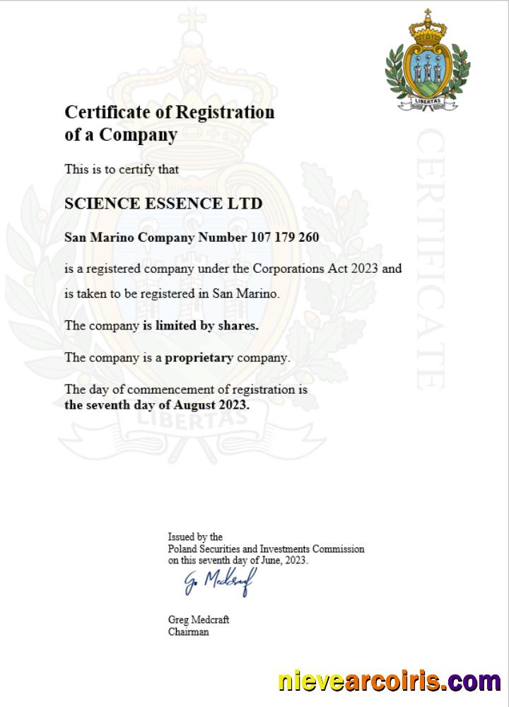 Editable San Marino Business Registration Certificate Word And PDF Template