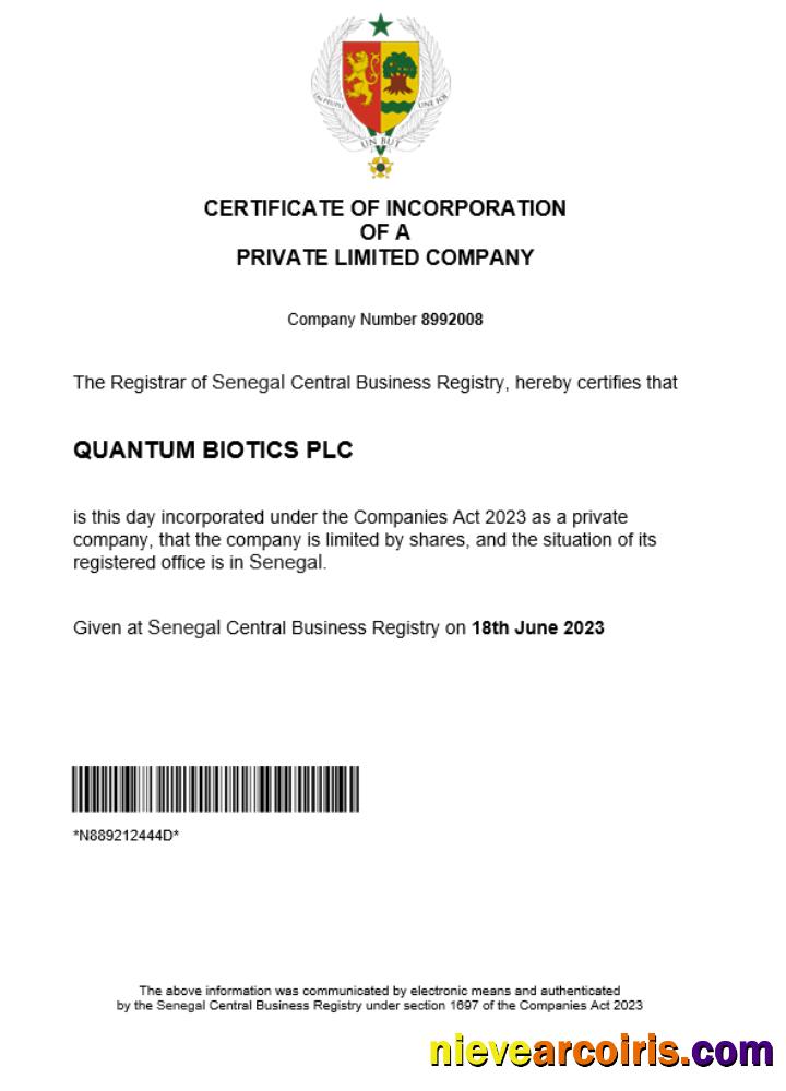 Premium Senegal Business Registration Certificate Word And PDF Template