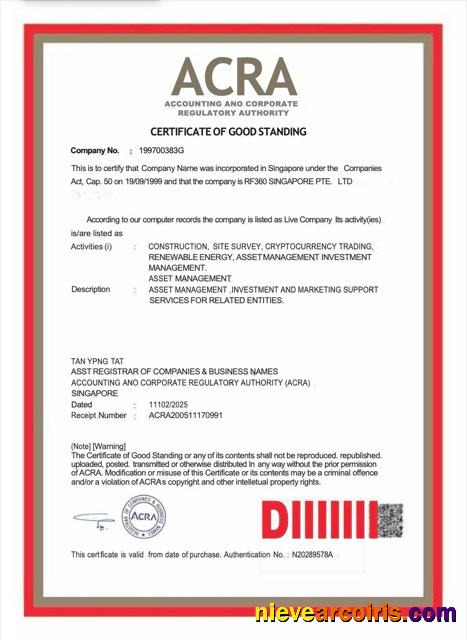 Professional Singapore Certificate Of Good Standing Word And PDF Template