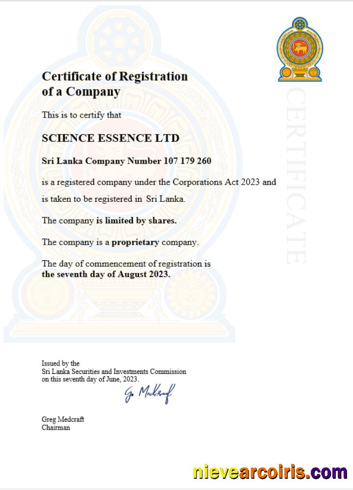 Editable Sri Lanka Business Registration Certificate Word And PDF Template