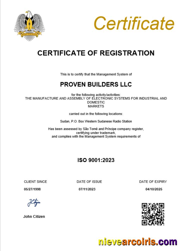 Professional Sudan Business Registration Certificate Word And PDF Template