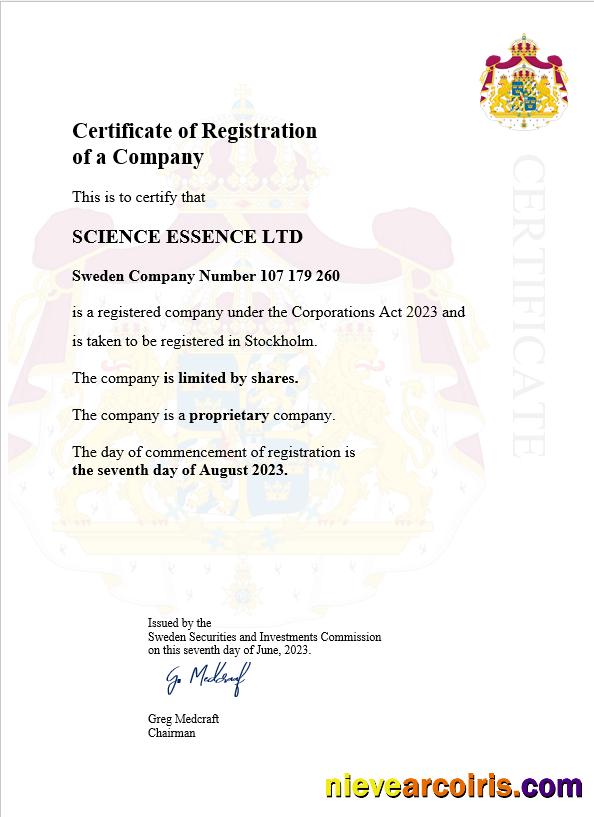 Editable Sweden Business Registration Certificate Word And PDF Template