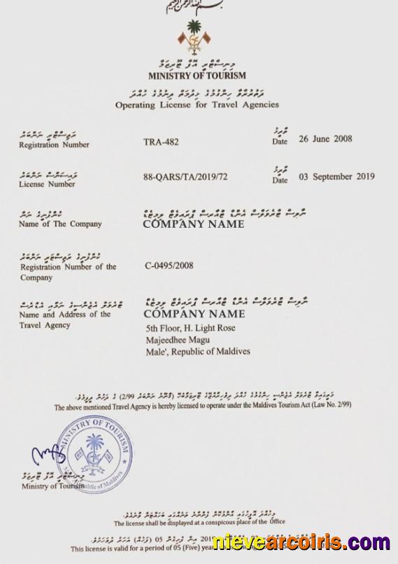 The Maldives Operating License For Travel Agencies Photolook