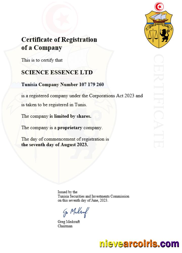 Premium Tunisia Business Registration Certificate Word And PDF Template