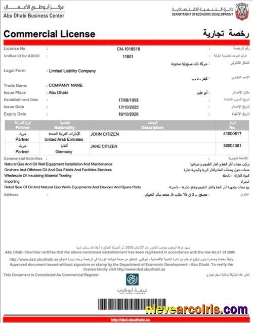 Professional UAE Abu Dhabi Commercial License Word And PDF Template