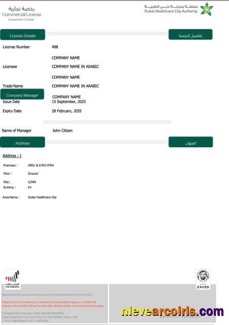 Premium UAE Dubai Commercial License Word And PDF Template