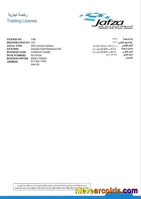 Editable UAE Dubai Trading License Word And PDF Template, Version 3