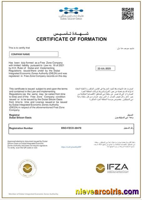Professional UAE Certificate Of Formation Word And PDF Template