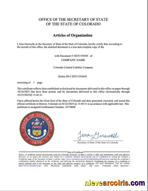Editable USA Colorado Articles Of Organization Word And PDF Template