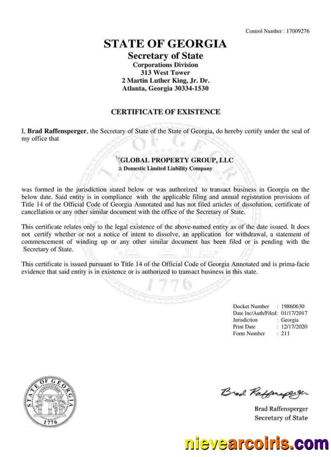 USA Georgia Certificate Of Good Standing Preview