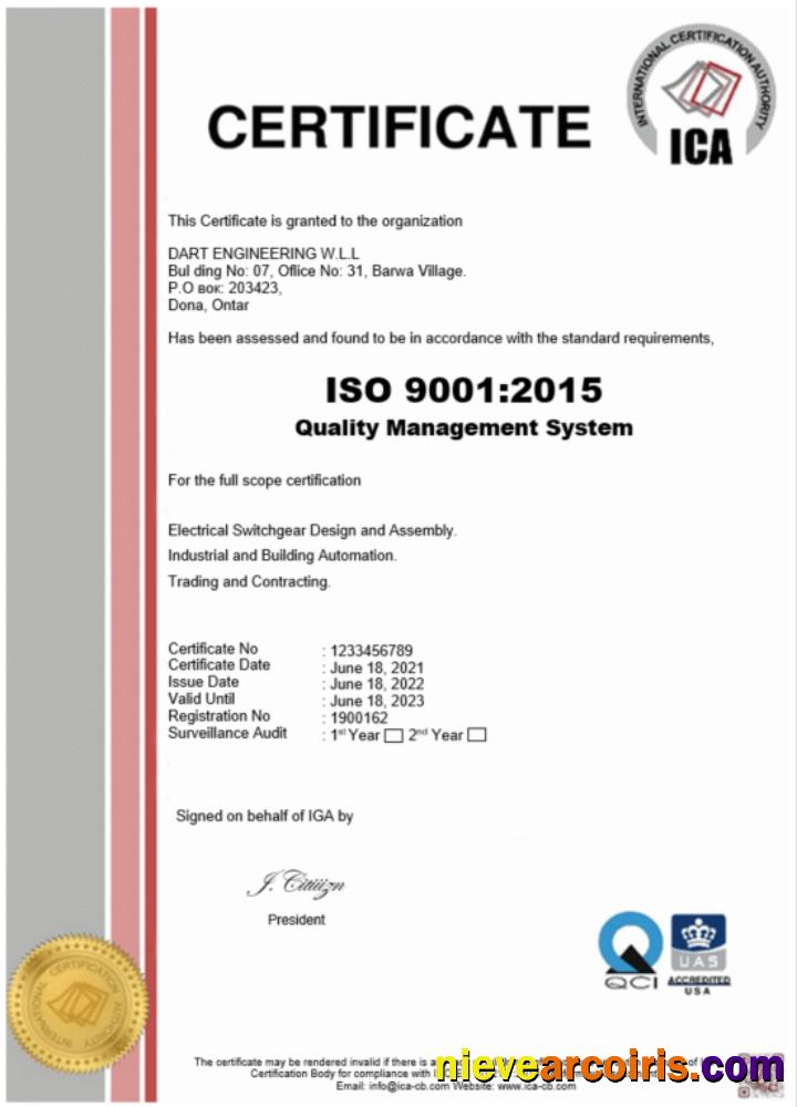 Premium USA ICA Certiificate Of Registration Word And PDF Template