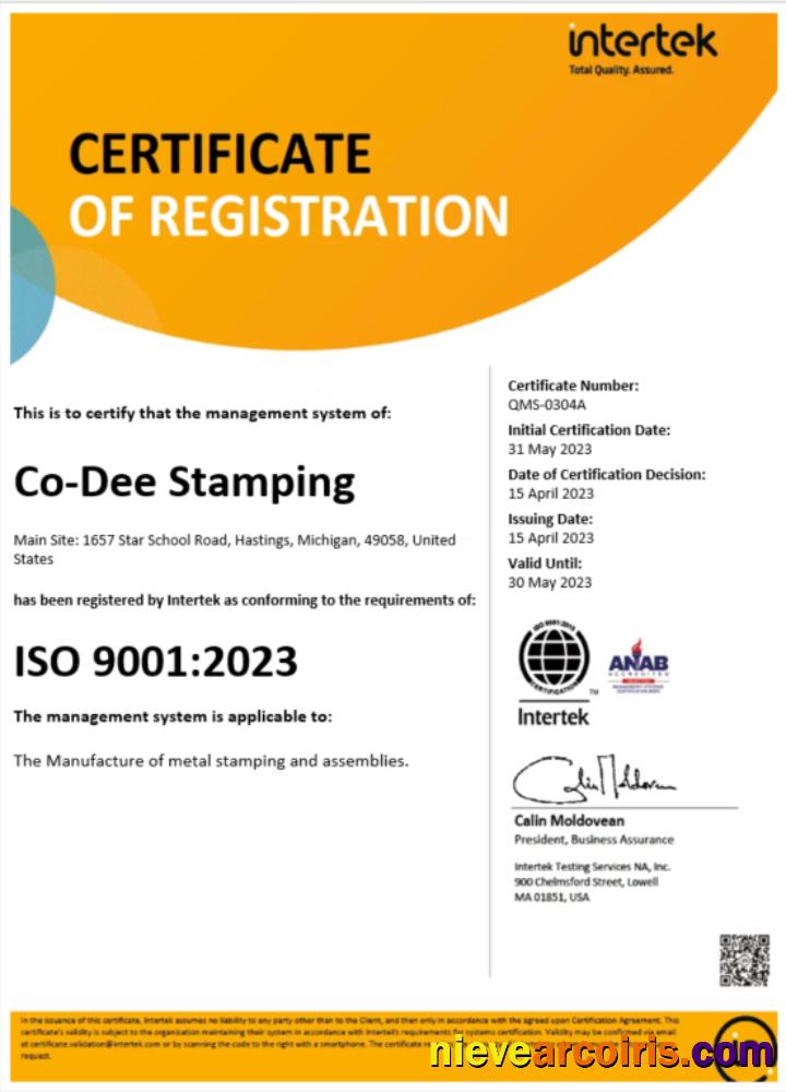 Premium USA Intertek Certificate Of Registration Word And PDF Template