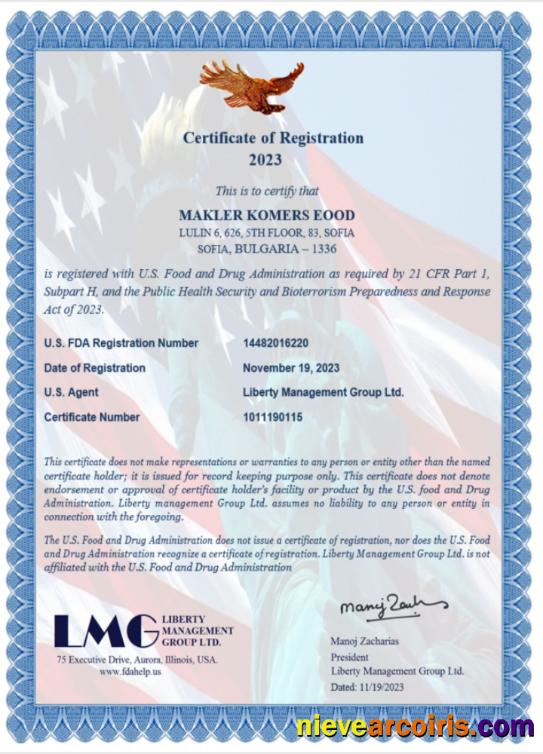 Premium USA LMG Certificate Of Registration, Word And PDF Template, Version 2