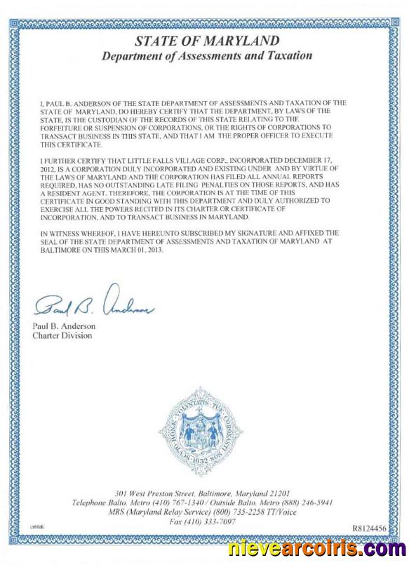 USA Maryland Certificate Of Good Standing Preview