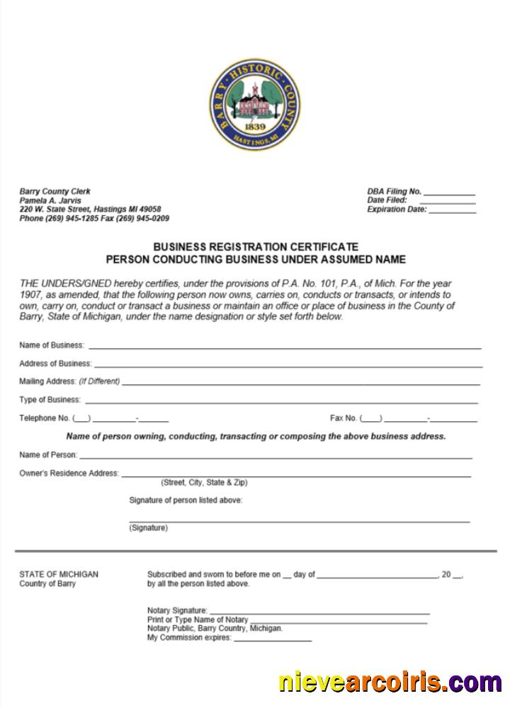 USA Michigan Certificate Of Business Registration Sample