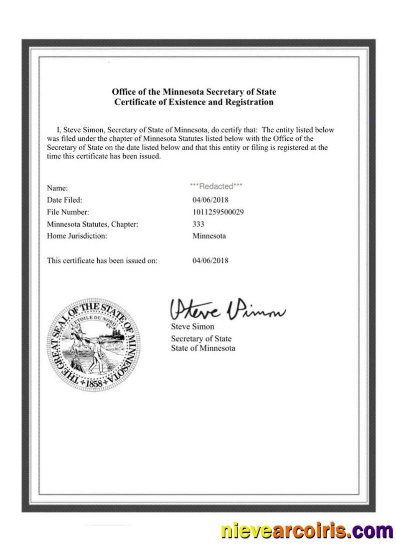 USA Minnesota Certificate Of Good Standing Preview