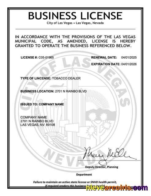 Premium USA Nevada Business License Word And PDF Template