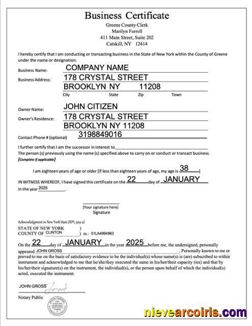 Premium USA New York Business Certificate Word And PDF Template