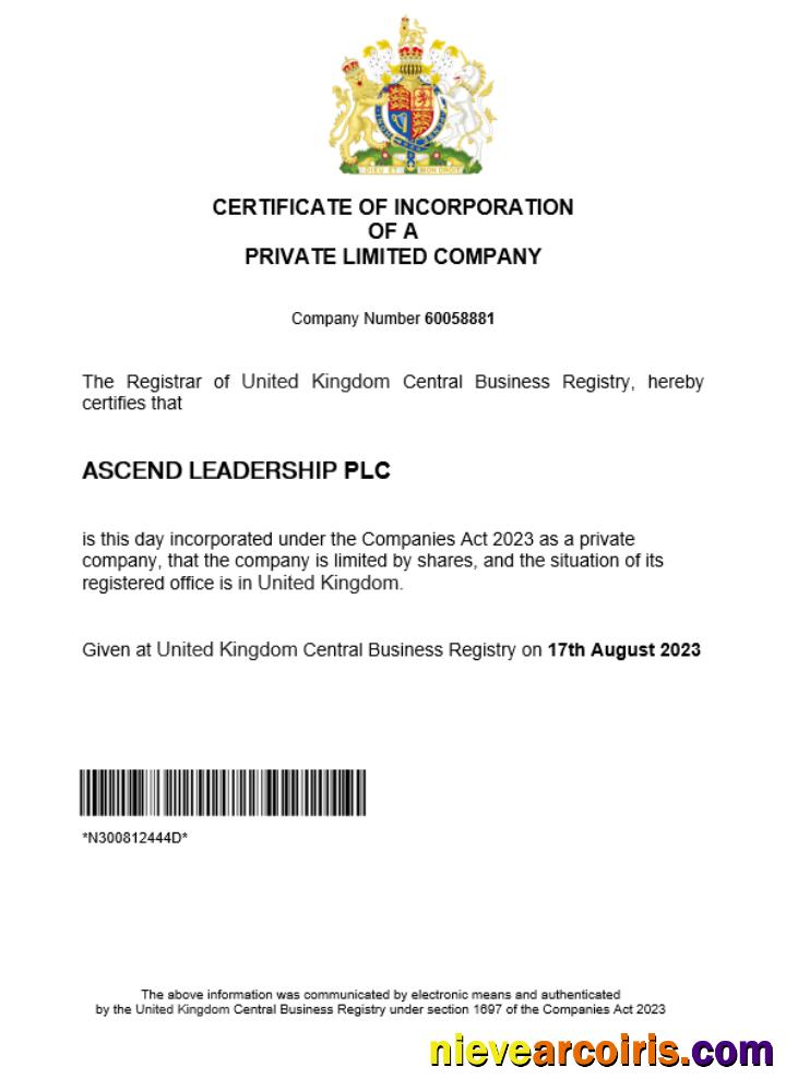 Realistic United Kingdom Business Registration Certificate Word And PDF Template