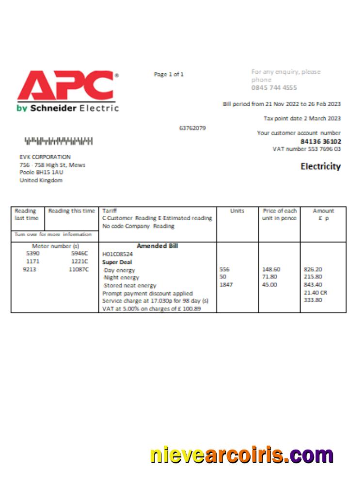APC Electricity Utility Business Bill, SCR Photolook